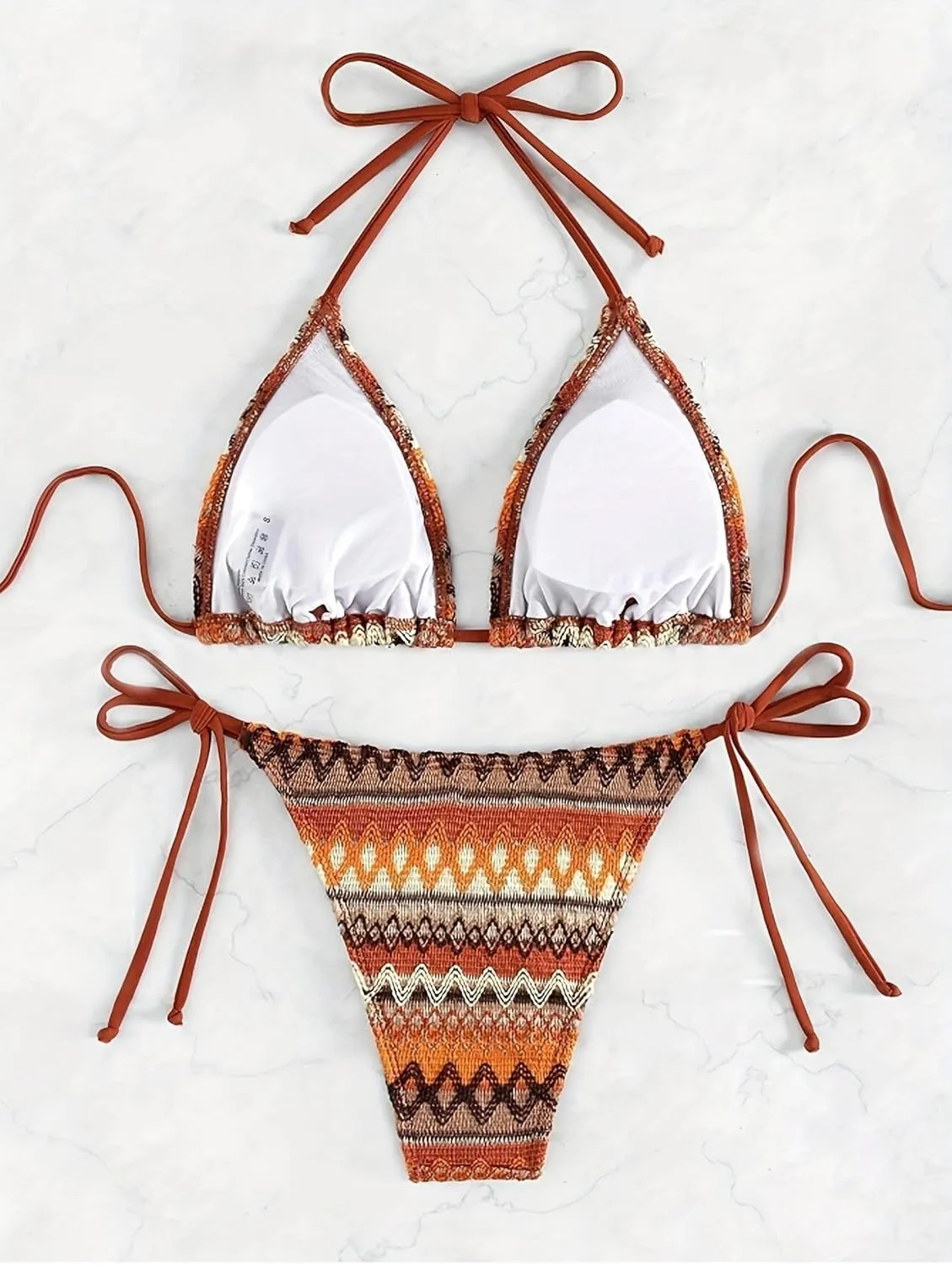 Sexy Bikini Sets for Women Two Piece Swimsuit - String Triangle Bikini Cheeky Boho Gold Brazilian Style Low Rise