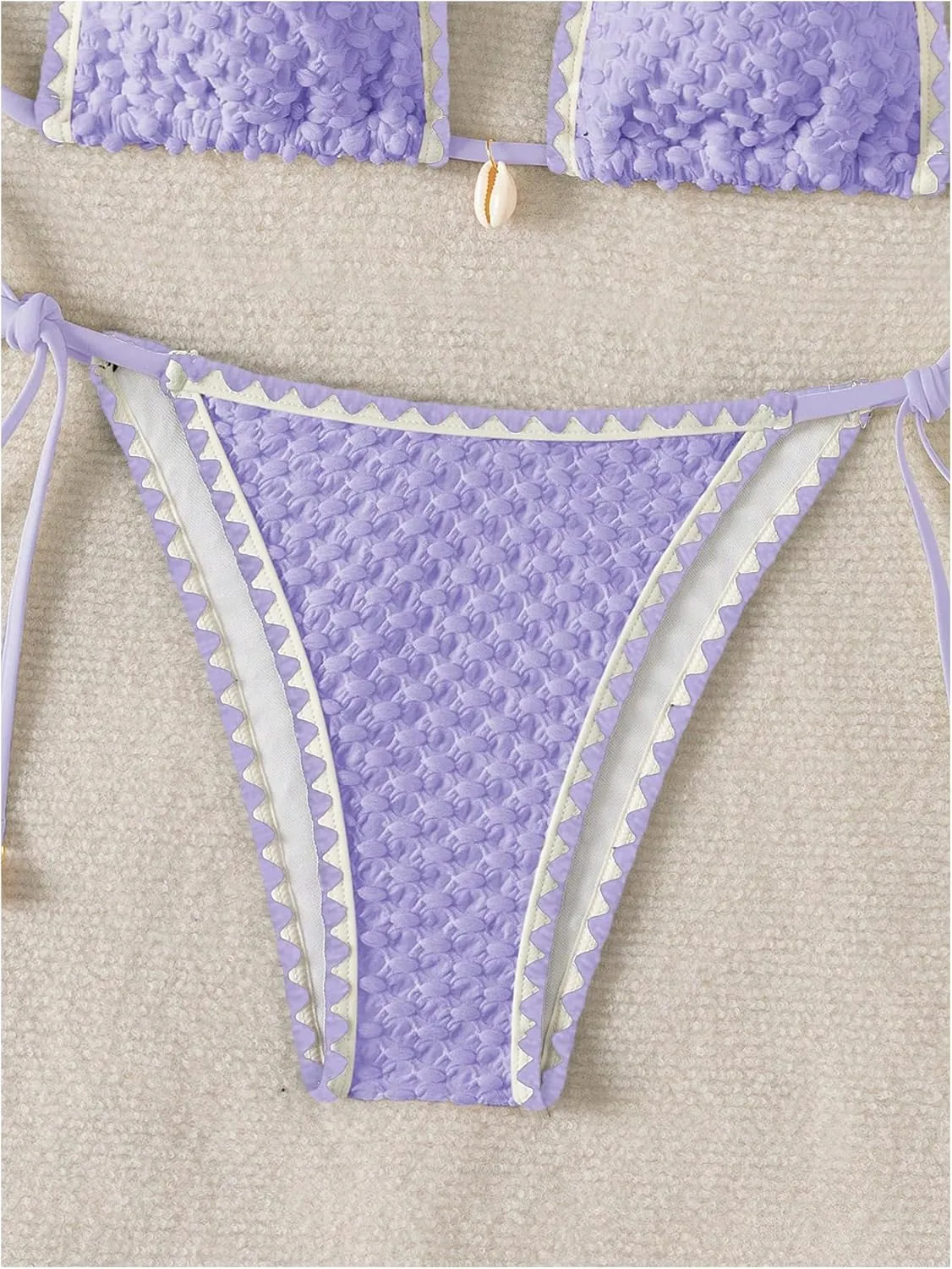 SHENHE Women's 2 Piece Triangle Beach Bikini Sets Color Block Halter Swimsuit Bathing Suit