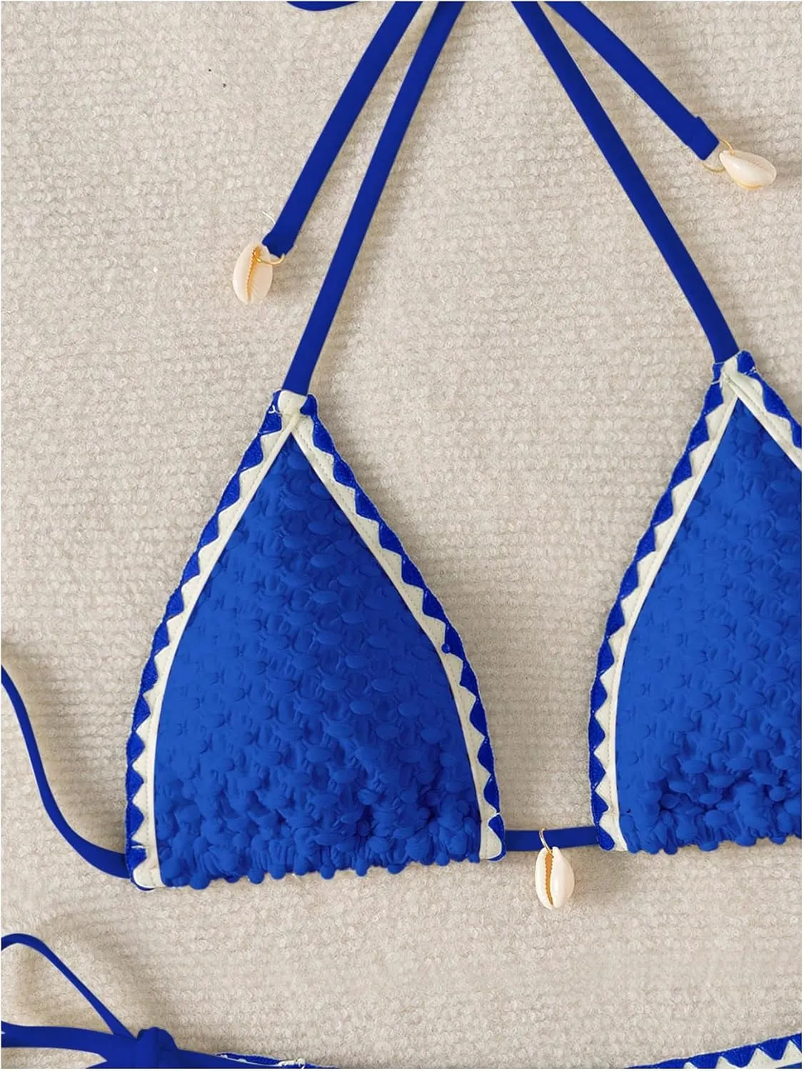 SHENHE Women's 2 Piece Triangle Beach Bikini Sets Color Block Halter Swimsuit Bathing Suit