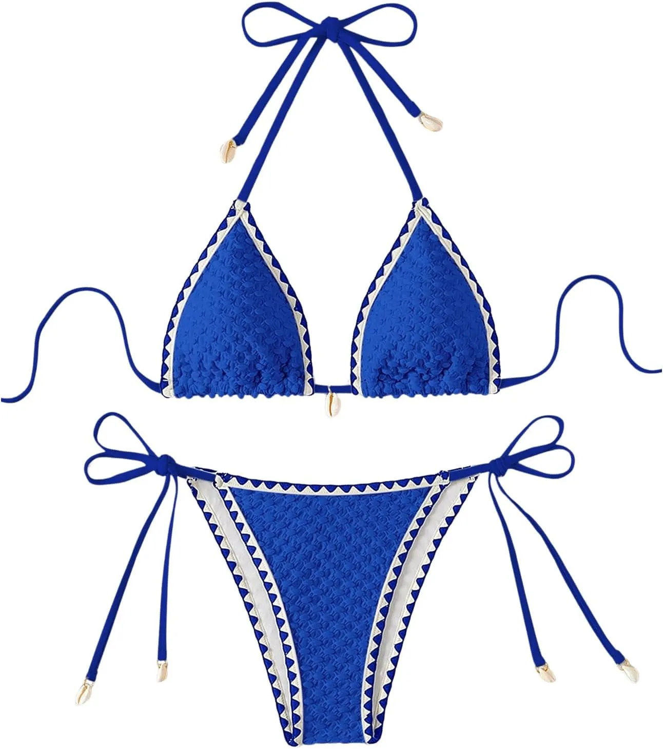 SHENHE Women's 2 Piece Triangle Beach Bikini Sets Color Block Halter Swimsuit Bathing Suit