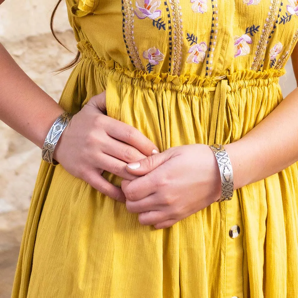 Shimmering Depths Geometric Cuff Bracelet