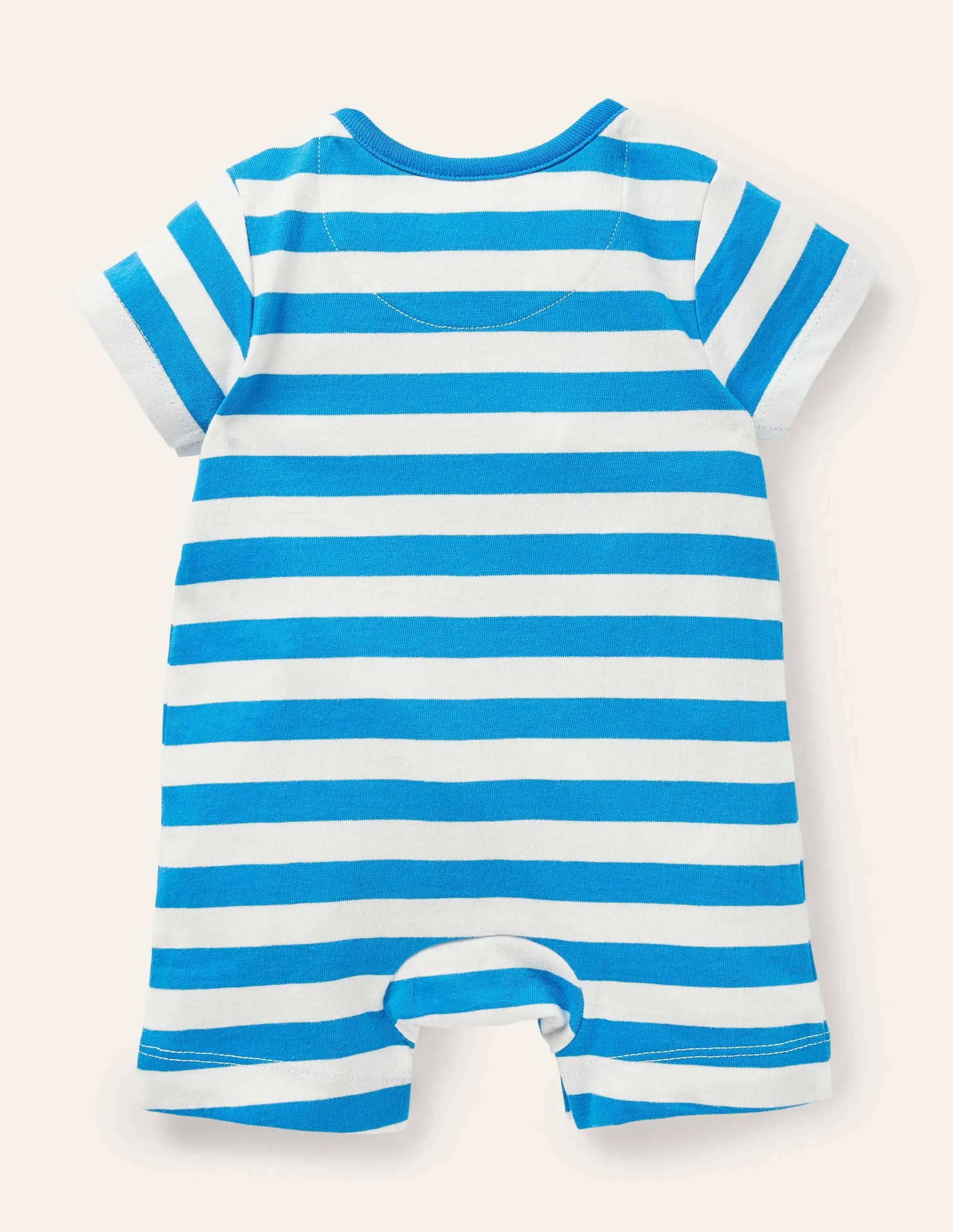 Short Jersey Romper-Ivory/Moroccan Blue Sprout