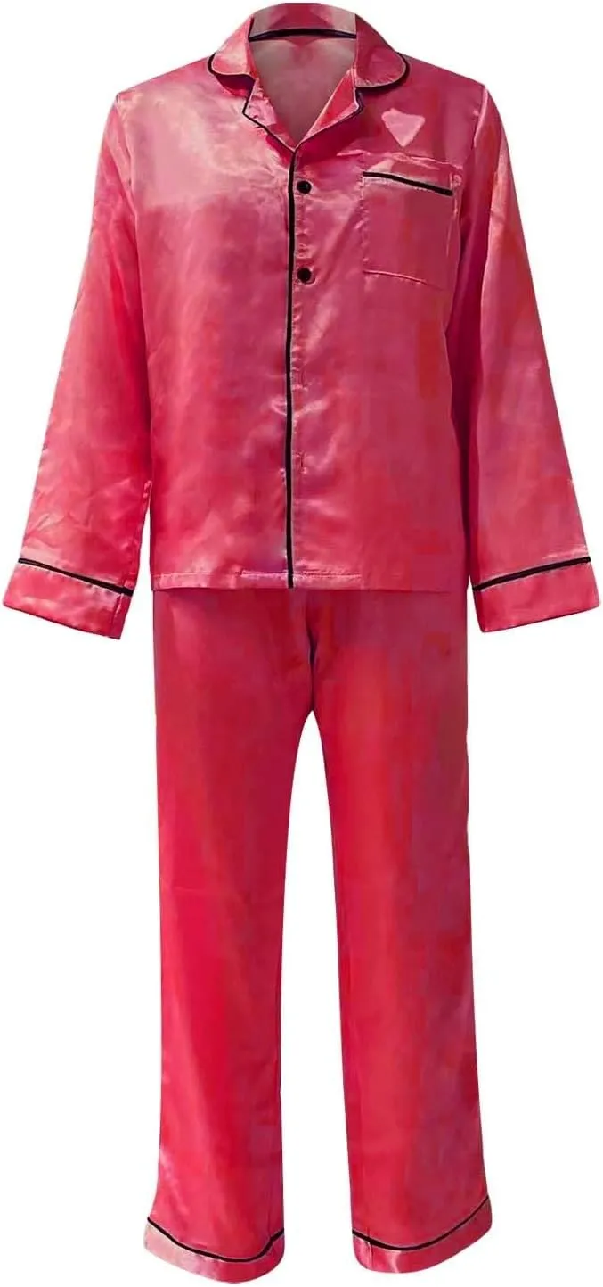 Silk Pajamas for Women Set 4Pcs Short Sleeve Shirts Sleeveless Tank Tops Lounge Bottoms and Satin Trousers Outfits Sleepwear