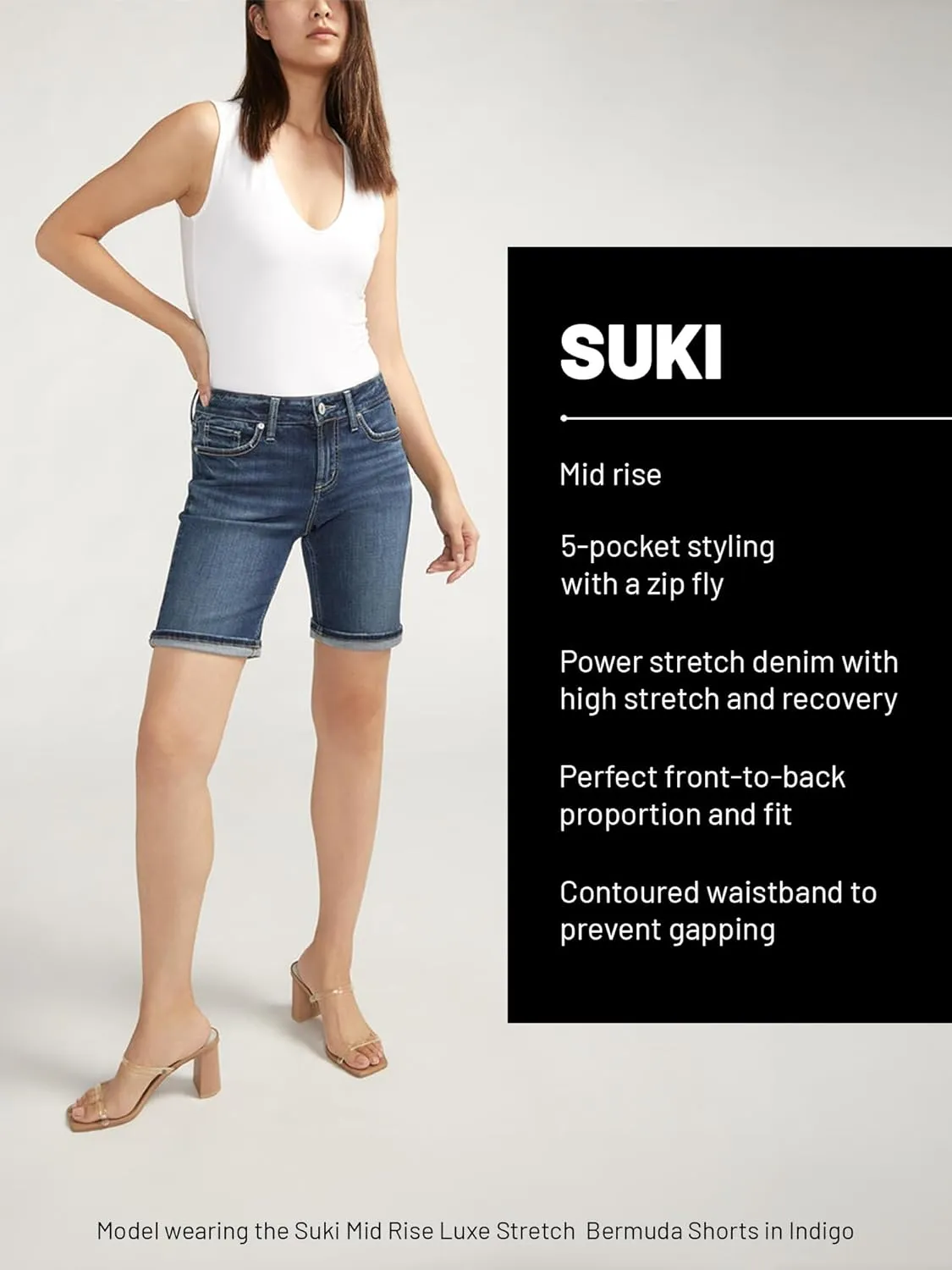 Silver Jeans Co. Women's Suki Mid Rise Curvy Fit Bermuda Short