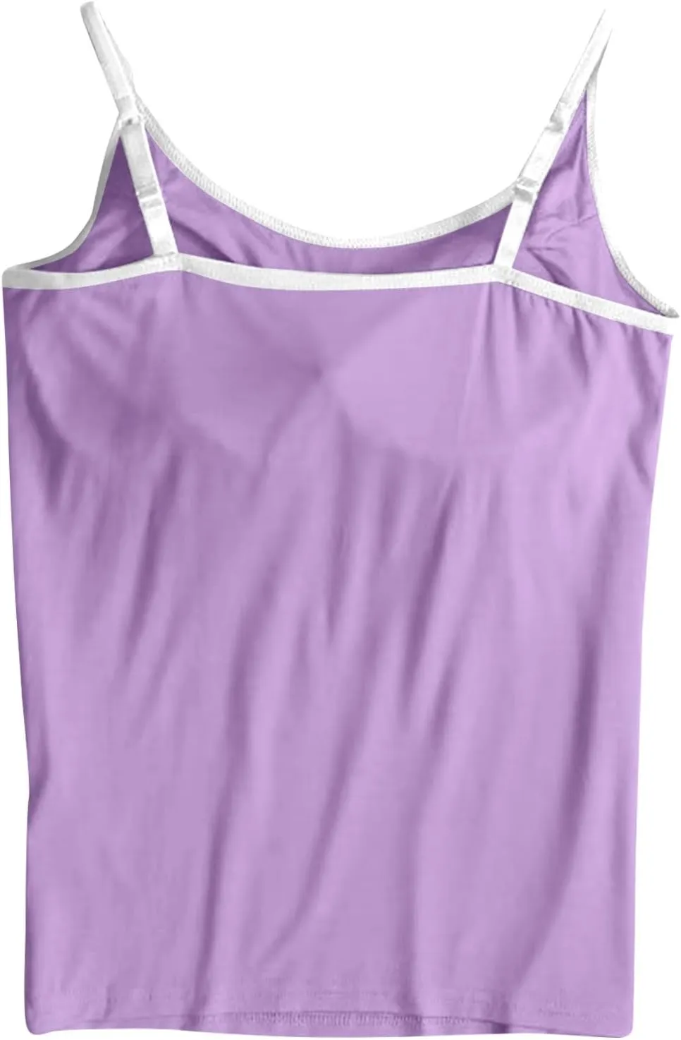 Sleeveless Summer Womens Tank Tops with Built in Bra, Basic Padded Top Adjustable Spaghetti Strap Shapewear Camisole