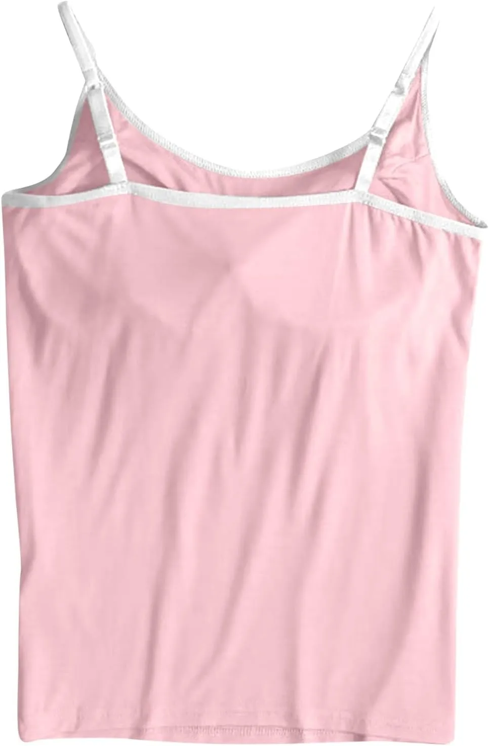 Sleeveless Summer Womens Tank Tops with Built in Bra, Basic Padded Top Adjustable Spaghetti Strap Shapewear Camisole