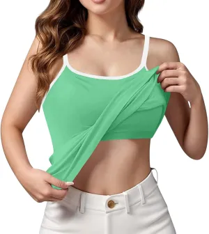 Sleeveless Summer Womens Tank Tops with Built in Bra, Basic Padded Top Adjustable Spaghetti Strap Shapewear Camisole