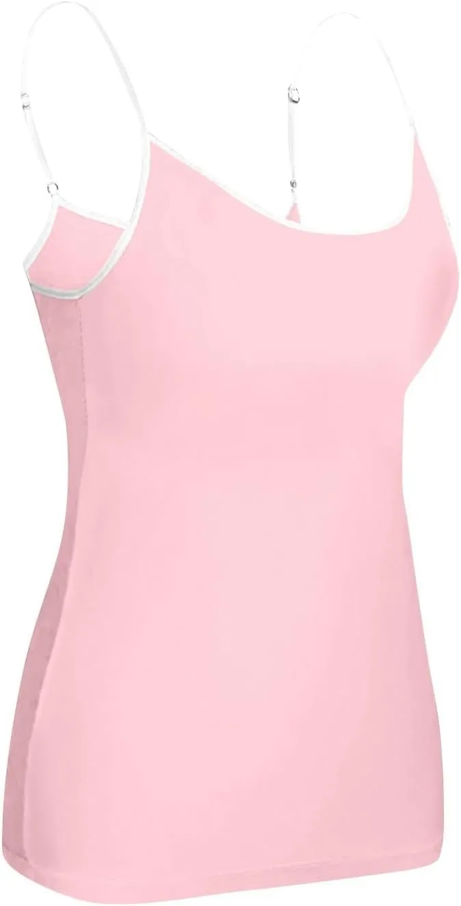 Sleeveless Summer Womens Tank Tops with Built in Bra, Basic Padded Top Adjustable Spaghetti Strap Shapewear Camisole