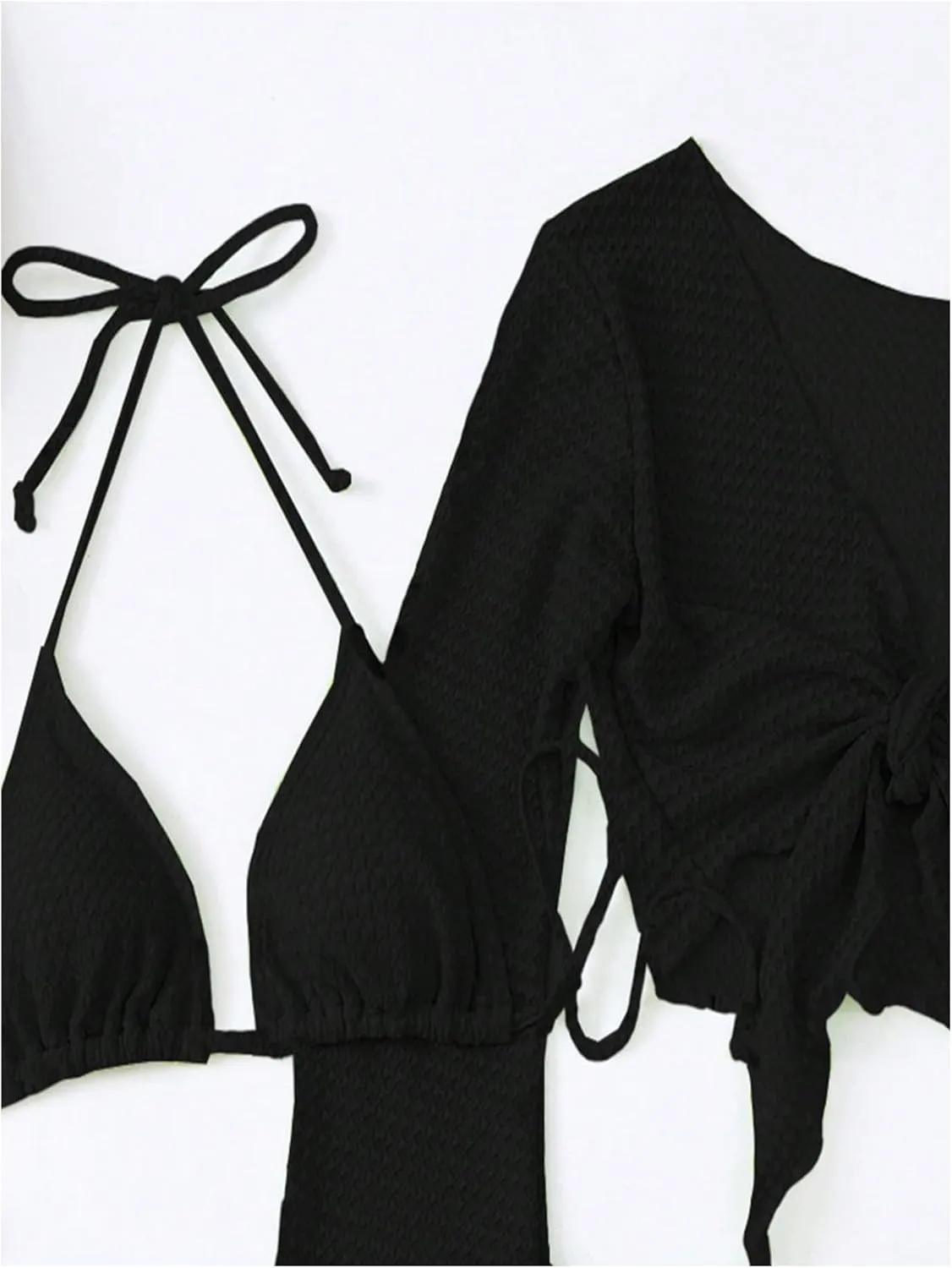 SOLY HUX Bathing Suit for Women 4 Piece Halter Triangle Bikini Sets Swimsuit with Cover Up