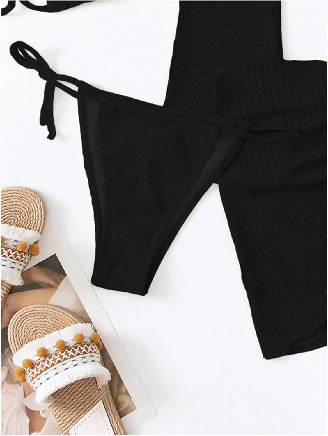 SOLY HUX Bathing Suit for Women 4 Piece Halter Triangle Bikini Sets Swimsuit with Cover Up