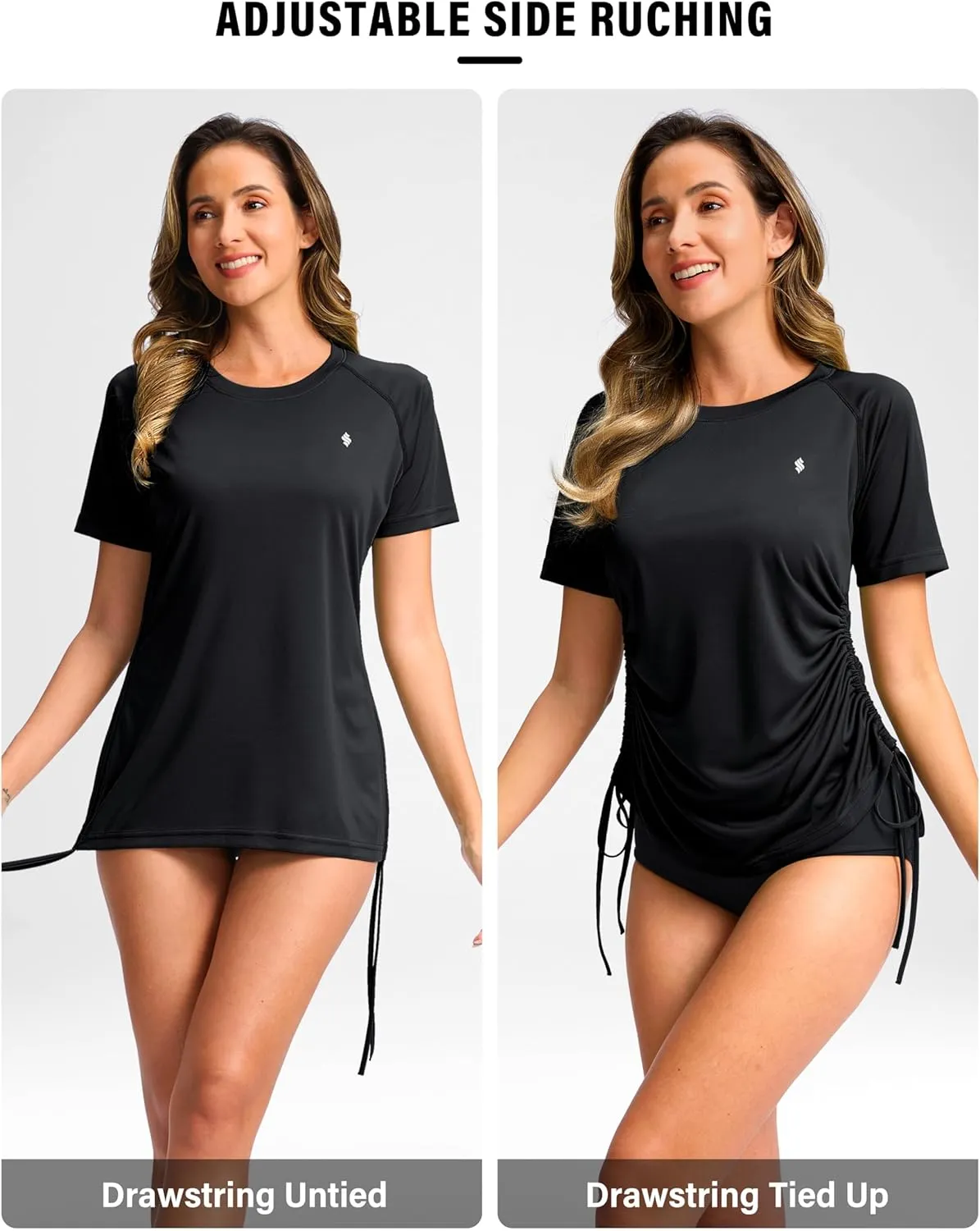 Soothfeel Women's Swim Shirt UPF 50  Short Sleeve Rash Guard SPF UV Sun Protection Swimming Swimsuit Bathing Suit Top Only