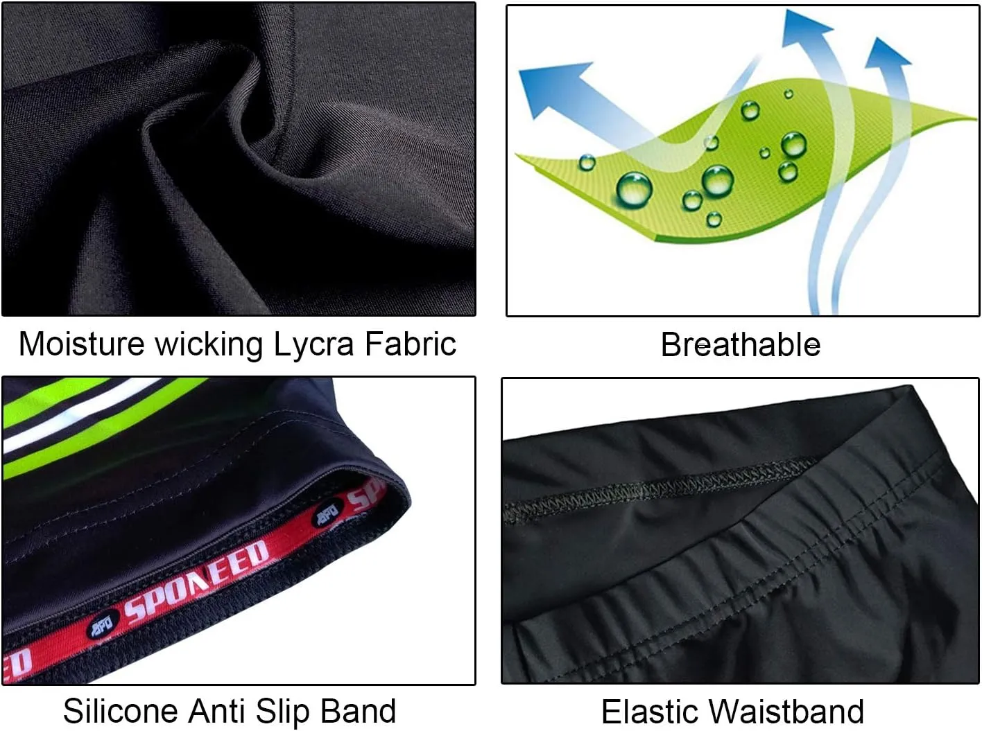 sponeed Men Bike Shorts Cushioned Biking Wear Gear Road Cycling Bottoms