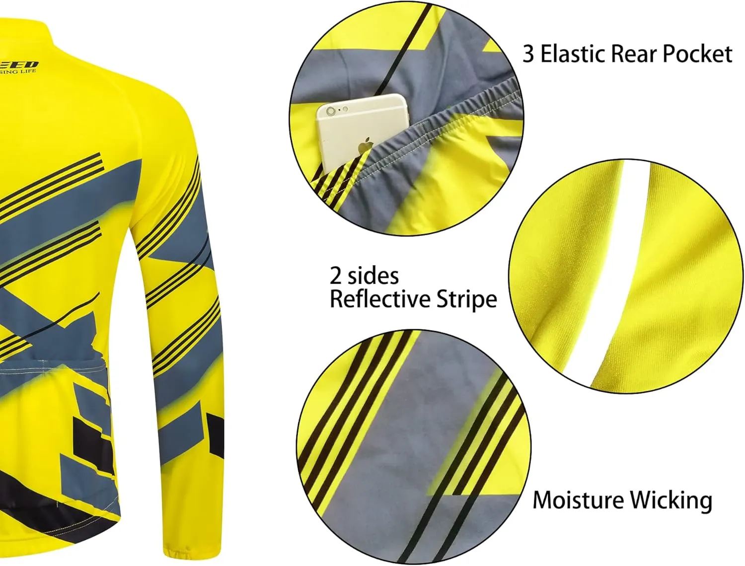 sponeed Men's Cycling Jersey Full Sleeve Riding Wear Long Sleeve T Shirts Pants