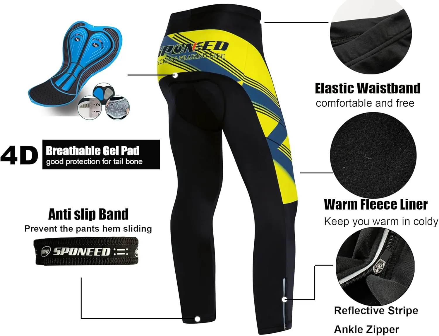 sponeed Men's Cycling Jersey Full Sleeve Riding Wear Long Sleeve T Shirts Pants