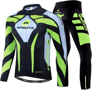 sponeed Men's Cycling Jersey Full Sleeve Riding Wear Long Sleeve T Shirts Pants