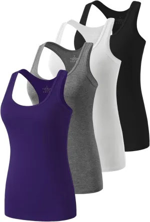 Star Vibe Racerback Workout Tank Tops for Women Basic Athletic Tanks Yoga Shirt Sleeveless Exercise Tops 4 Pack
