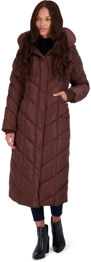 Steve Madden Women's Long Chevron Maxi Puffer Coat