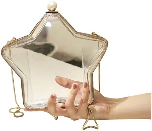 Stylish Star Shape Acrylic Transparent Evening Party Clutch Bag Chain Strap Shoulder Bag for Women