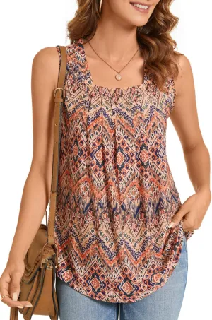 SUNNEGOO Womens Summer Tops Sleeveless Tank Tops Cute Loose Casual Flowy Blouses Printed Shirt Trendy Tunic Tops for Women