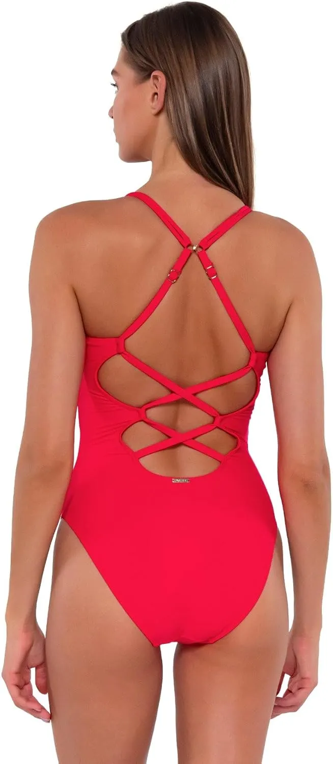 Sunsets Women's Standard Veronica V-Neck One Piece Swimsuit with Removable Cup