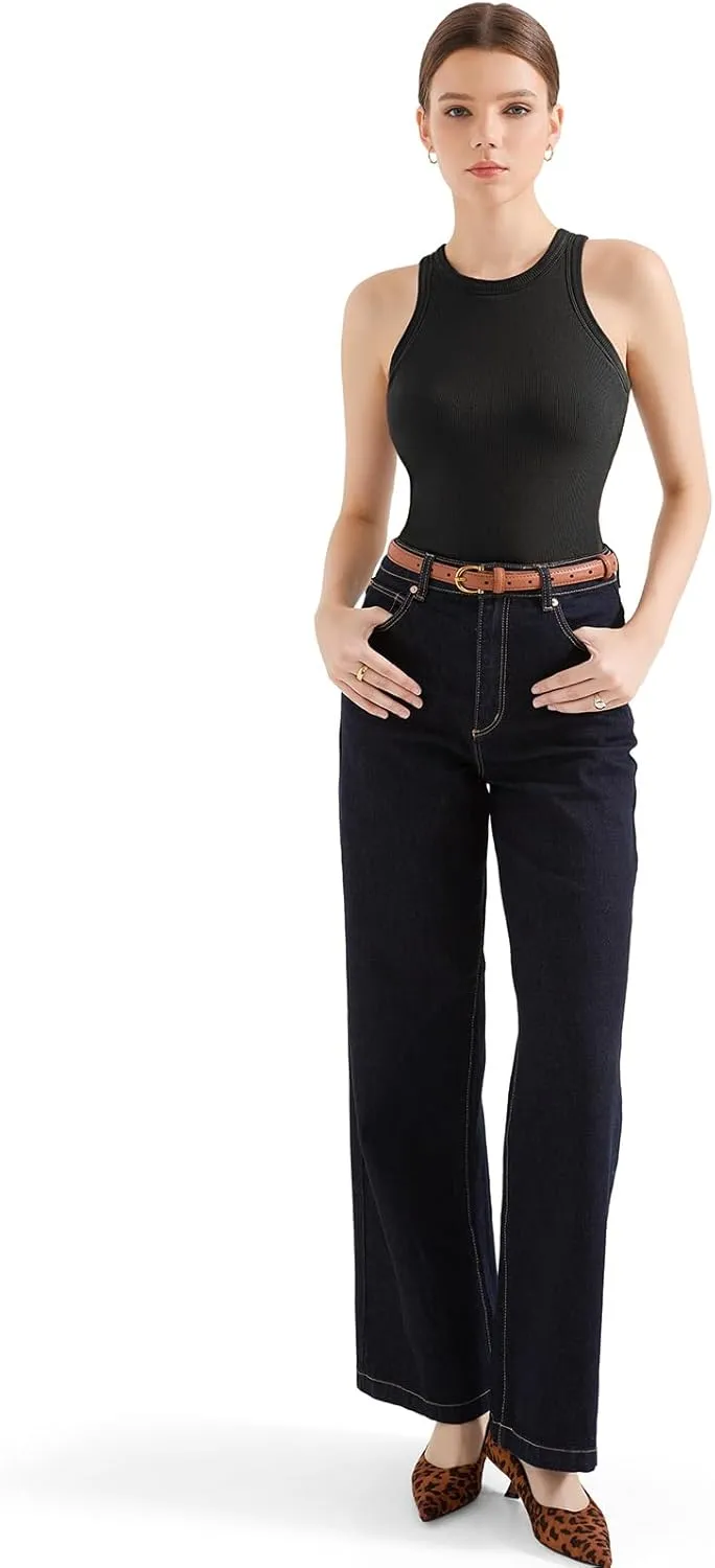 SUUKSESS Women Padded Cotton Ribbed Tank Tops 2025 High Neck Racerback Basic Tops