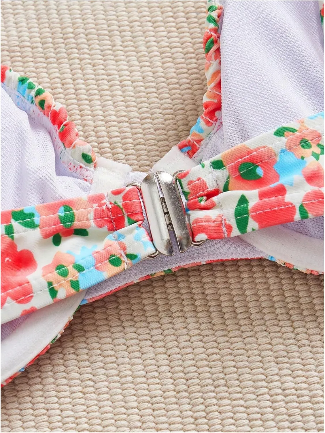 SweatyRocks Women's 2 Piece Bikini Sets Ditsy Floral Spaghetti Strap Swimsuit High Cut Bathing Suit