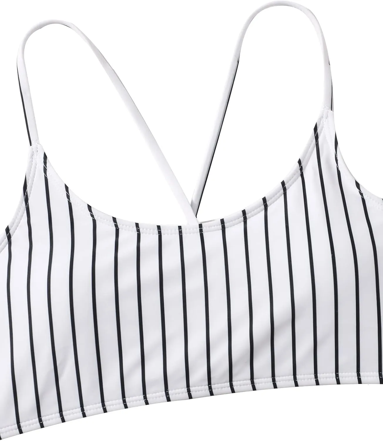 SweatyRocks Women's Bathing Suits Striped Criss Cross Bikini Set High Waisted Swimsuits