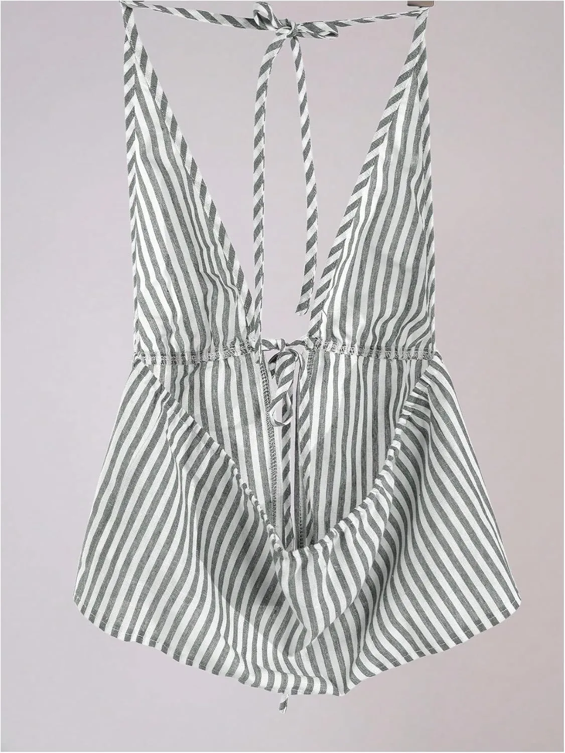 SweatyRocks Women's Sexy Striped Tie Front Halter Tops Sleeveless Drawstring Summer Cami Tops