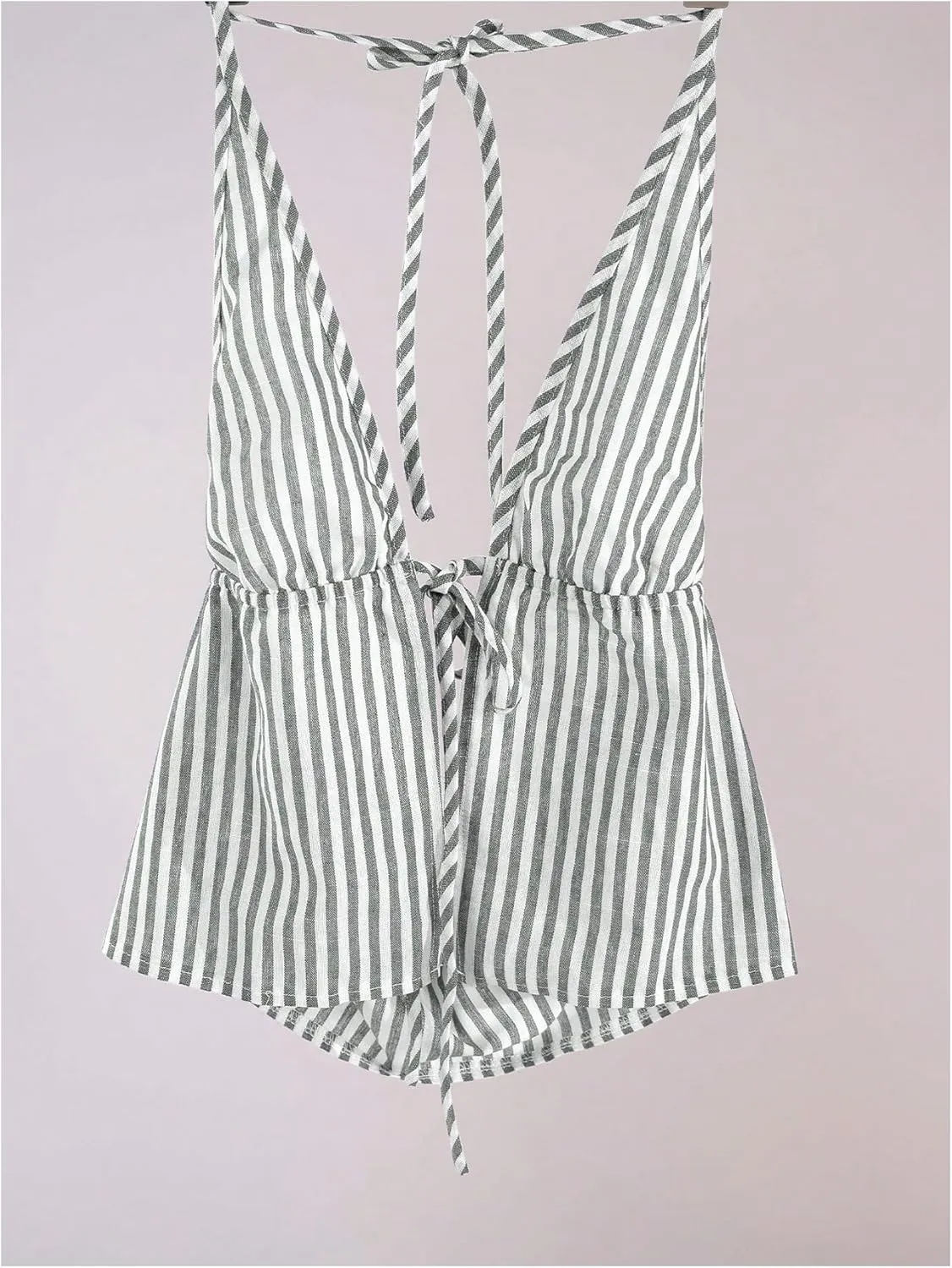 SweatyRocks Women's Sexy Striped Tie Front Halter Tops Sleeveless Drawstring Summer Cami Tops