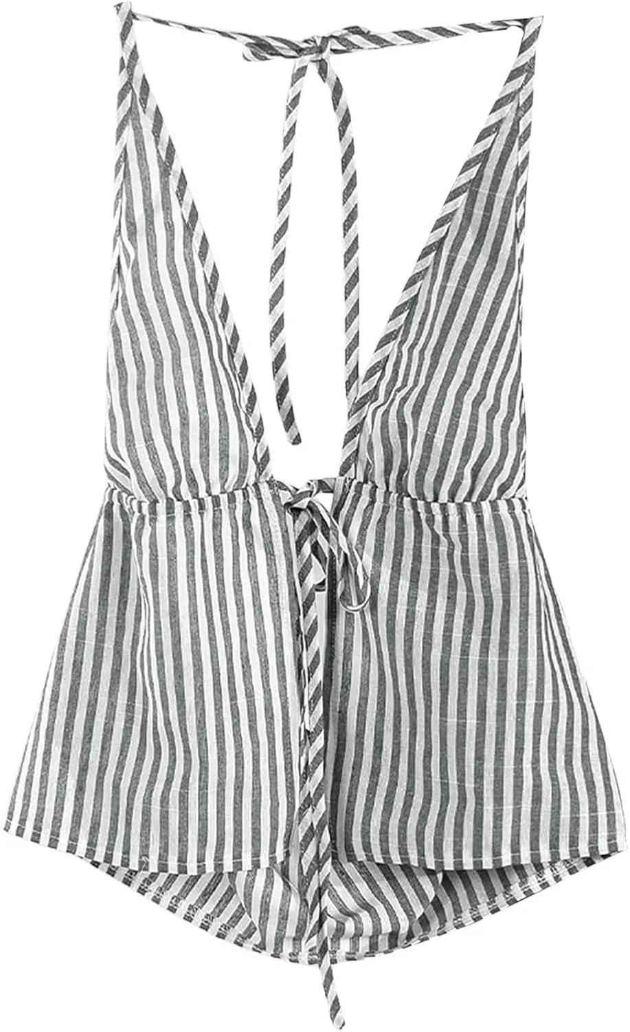 SweatyRocks Women's Sexy Striped Tie Front Halter Tops Sleeveless Drawstring Summer Cami Tops