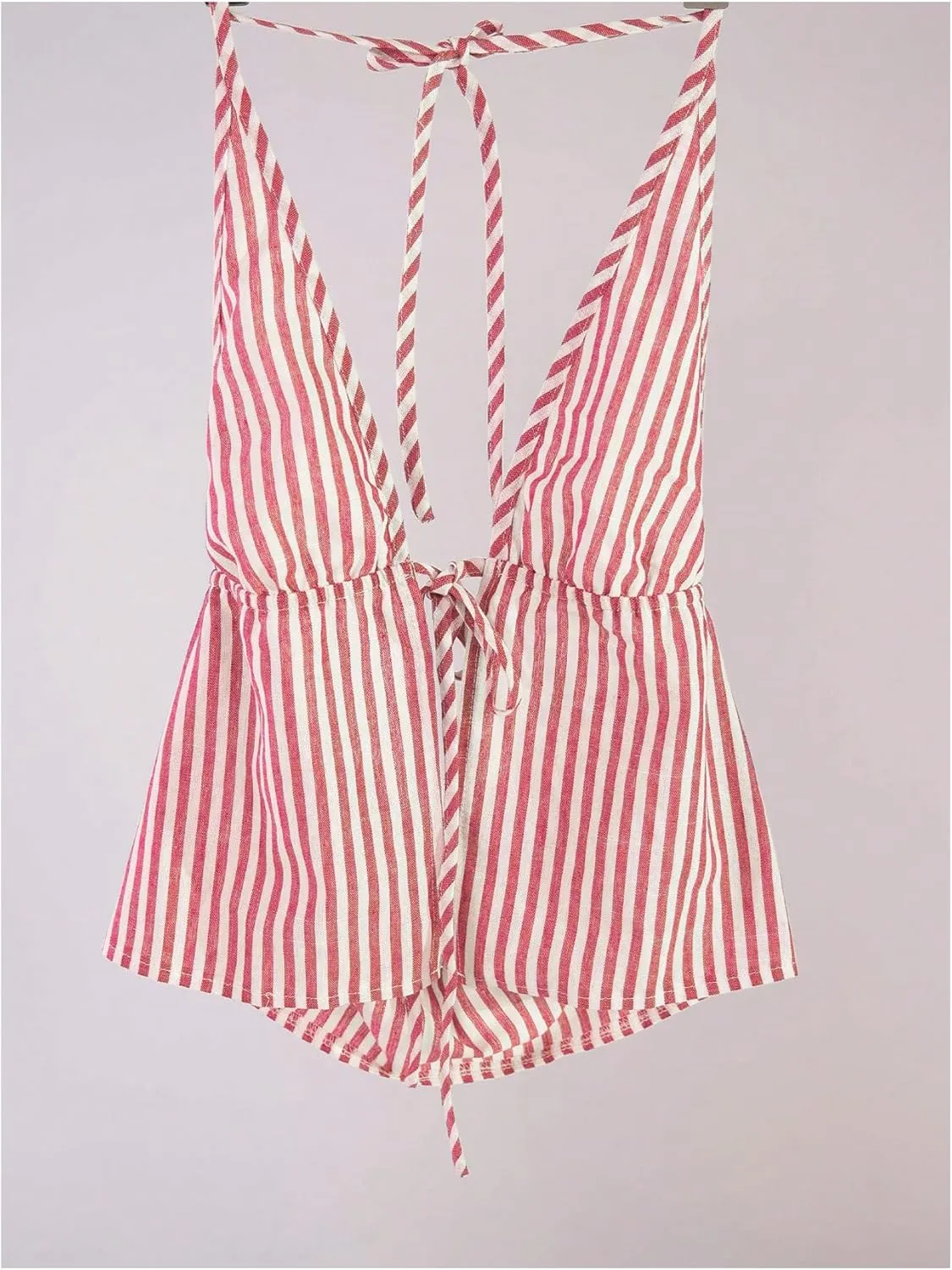 SweatyRocks Women's Sexy Striped Tie Front Halter Tops Sleeveless Drawstring Summer Cami Tops