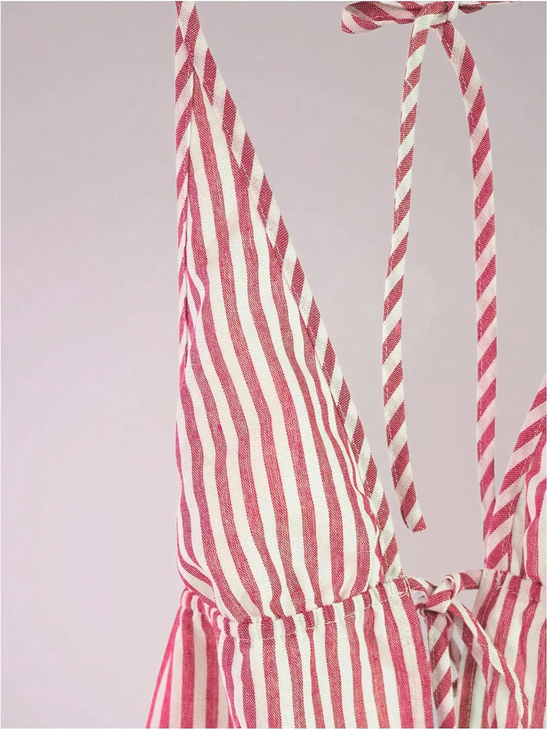 SweatyRocks Women's Sexy Striped Tie Front Halter Tops Sleeveless Drawstring Summer Cami Tops