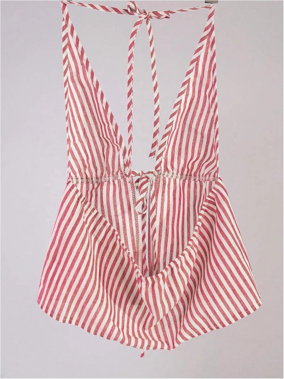 SweatyRocks Women's Sexy Striped Tie Front Halter Tops Sleeveless Drawstring Summer Cami Tops