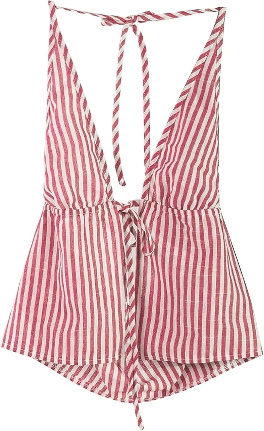 SweatyRocks Women's Sexy Striped Tie Front Halter Tops Sleeveless Drawstring Summer Cami Tops
