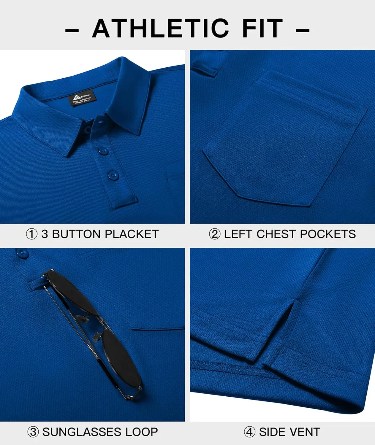 SWISSWELL Long Sleeve Polo Shirts for Men with Pocket 3 Pack Collared Moisture Wicking Performance Golf Shirts