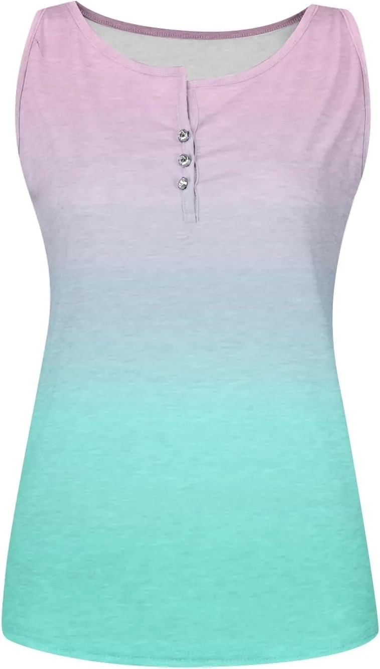 Tank Top for Women 2024 Summer Tops Casual Button Down Shirts Slim Fit V Neck Sleeveless Holiday Versatile Blouses