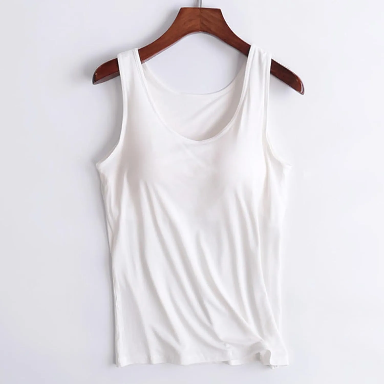 Tank Top for Women with Built in Bra Summer Sleeveless Spaghetti Strap Basic Padded Tanks Workout Yoga Camisole Tops