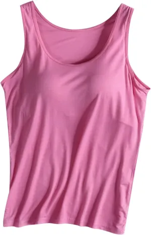 Tank Top for Women with Built in Bra Summer Sleeveless Spaghetti Strap Basic Padded Tanks Workout Yoga Camisole Tops