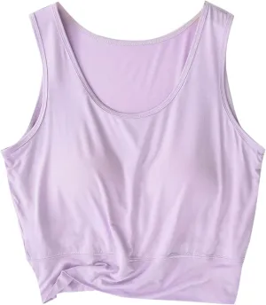 Tank Top with Bra, Racerback Workout Yoga Cropped Tops Undershirt Cotton Camisole Workout Sports Padded Cami