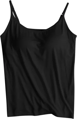 Tank Top With Built In Bra For Women Going Out Scoop Neck Crop Camisole Tops Padded Shelf Bras Modal Basic Cami Tank