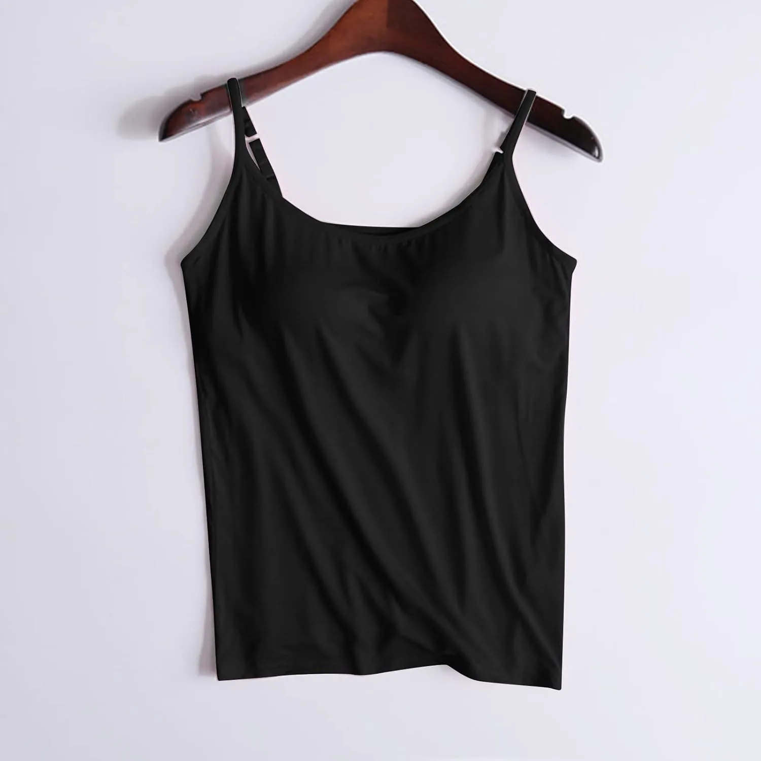 Tank Top With Built In Bra For Women Going Out Scoop Neck Crop Camisole Tops Padded Shelf Bras Modal Basic Cami Tank