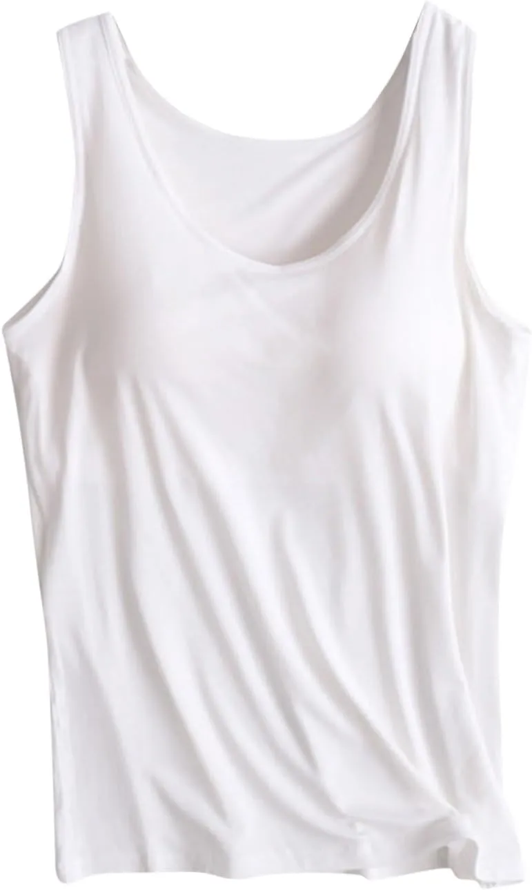 Tank Top with Built in Bra for Women Plus Size Wide Strap Crewneck Workout Yoga Athletic Casual Camisole Outfits 2025