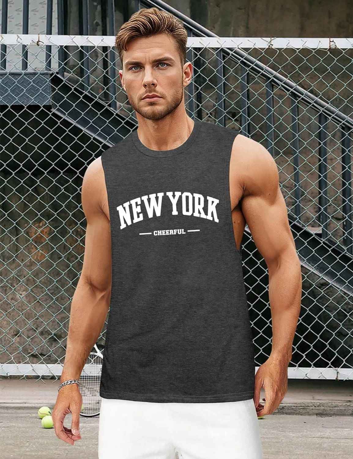Tank Tops for Men, Sleeveless Workout Shirts for Men Graphic Mens Muscle Tank Tops Workout Athletic Tank Tops for Men