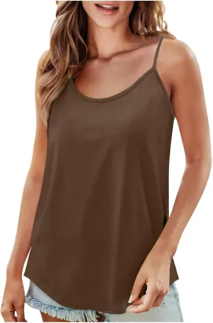 Tank Tops for Women 2025 Adjustable Spaghetti Strap Camisole Scoop Neck Sleeveless Tank Top Casual Summer Trendy Tops