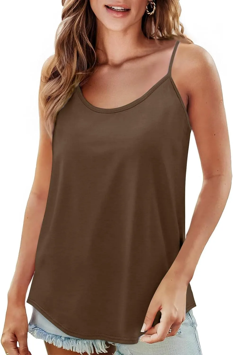 Tank Tops for Women 2025 Adjustable Spaghetti Strap Camisole Scoop Neck Sleeveless Tank Top Casual Summer Trendy Tops