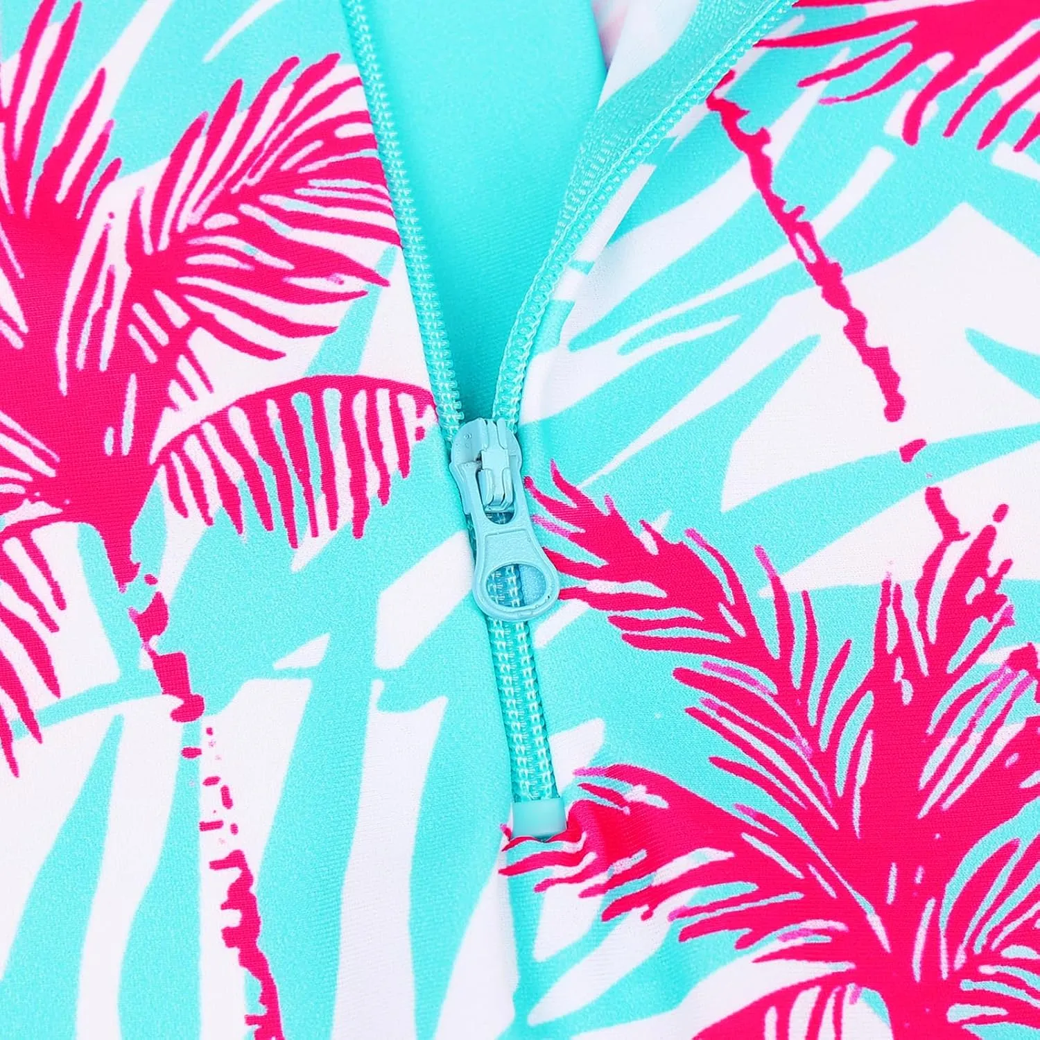 TFJH E Short Sleeve Girls Swimsuits UV 50  One Pieces Bathing Suits Zipper 2-14Y