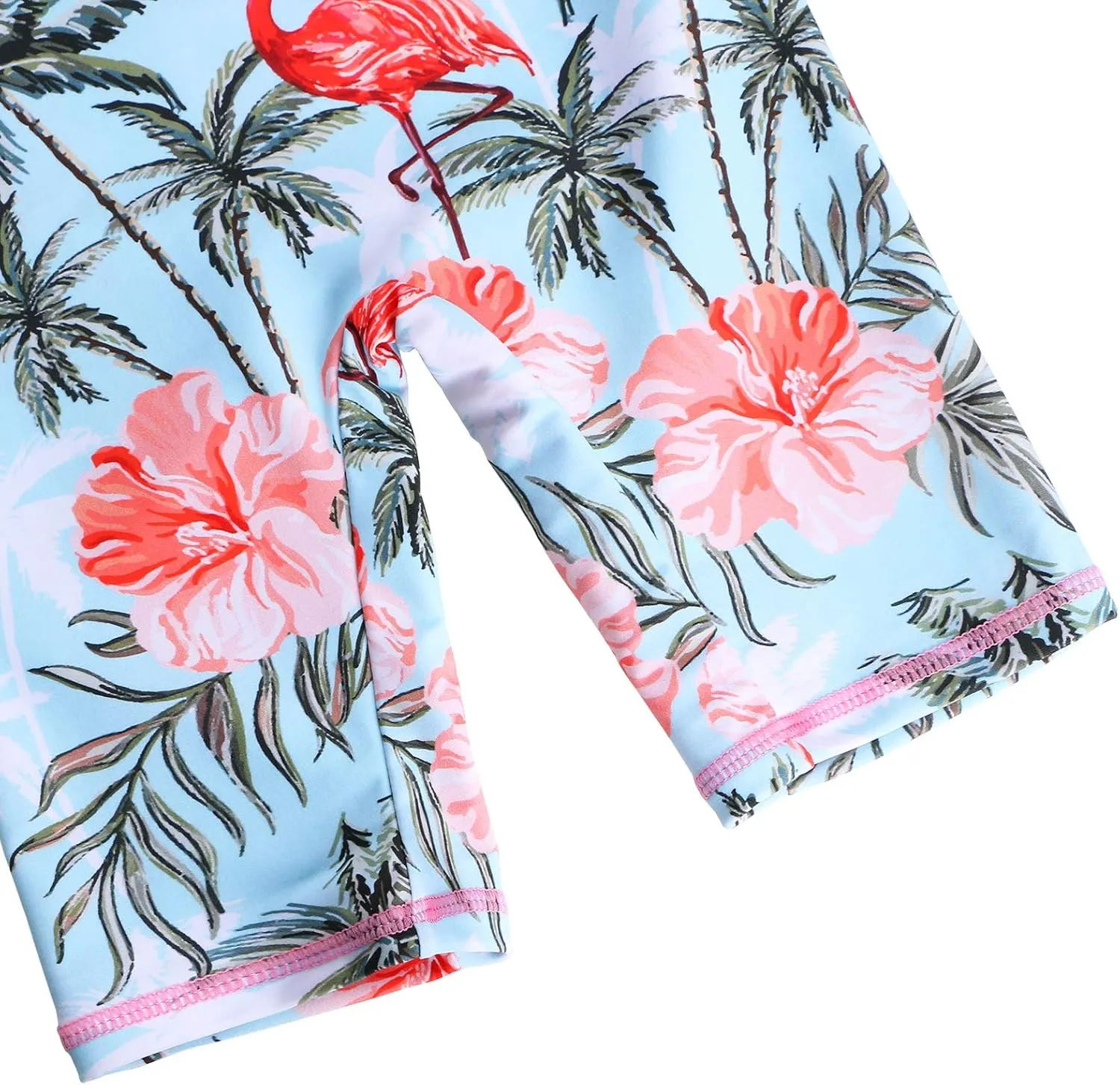 TFJH E Short Sleeve Girls Swimsuits UV 50  One Pieces Bathing Suits Zipper 2-14Y