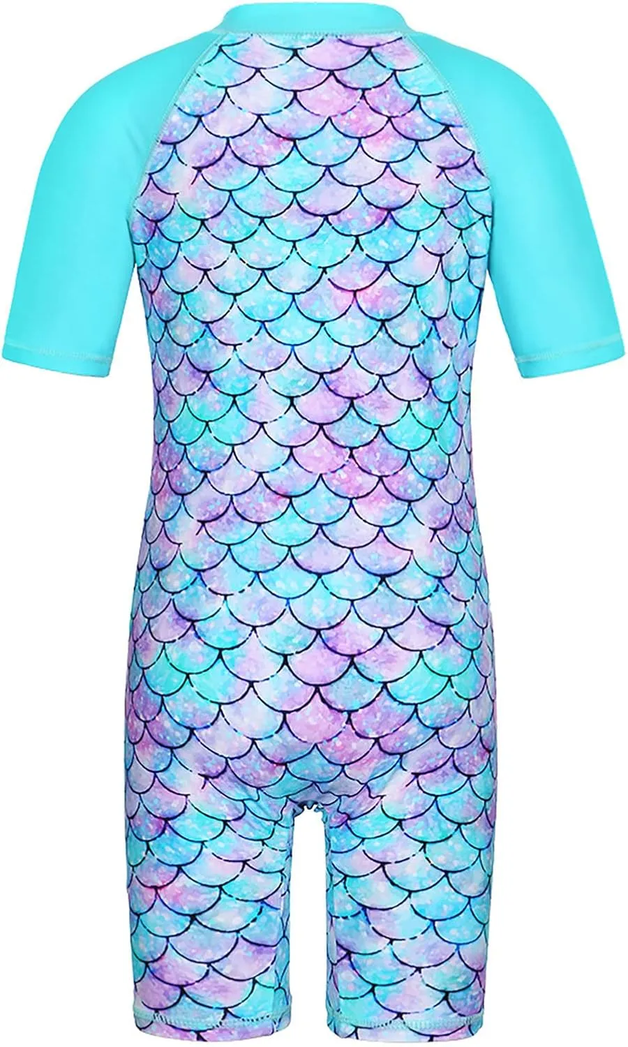 TFJH E Short Sleeve Girls Swimsuits UV 50  One Pieces Bathing Suits Zipper 2-14Y
