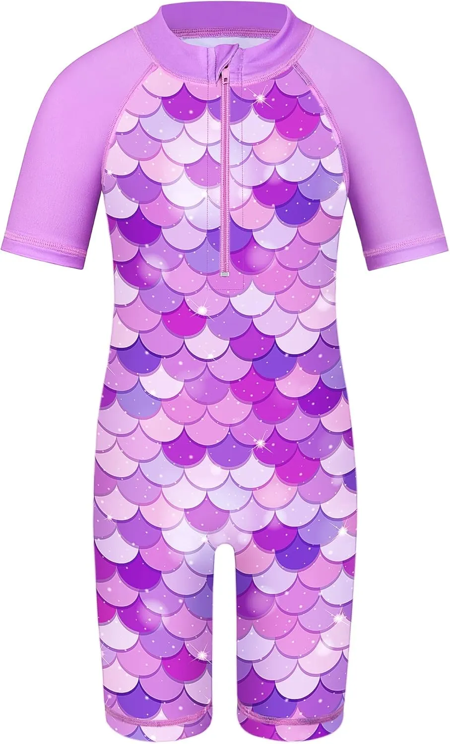 TFJH E Short Sleeve Girls Swimsuits UV 50  One Pieces Bathing Suits Zipper 2-14Y