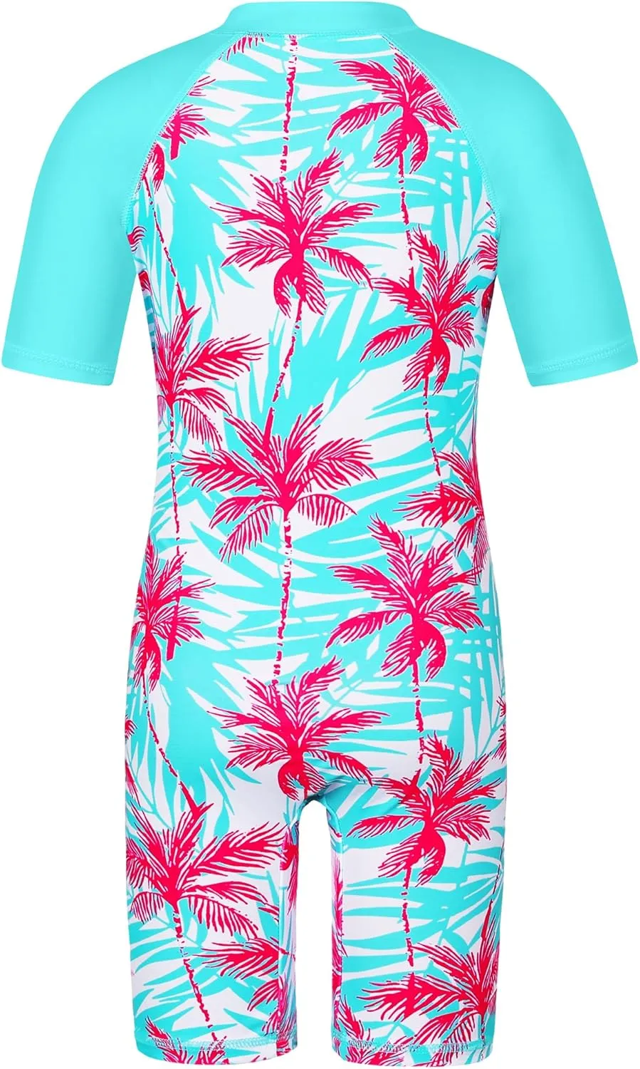 TFJH E Short Sleeve Girls Swimsuits UV 50  One Pieces Bathing Suits Zipper 2-14Y